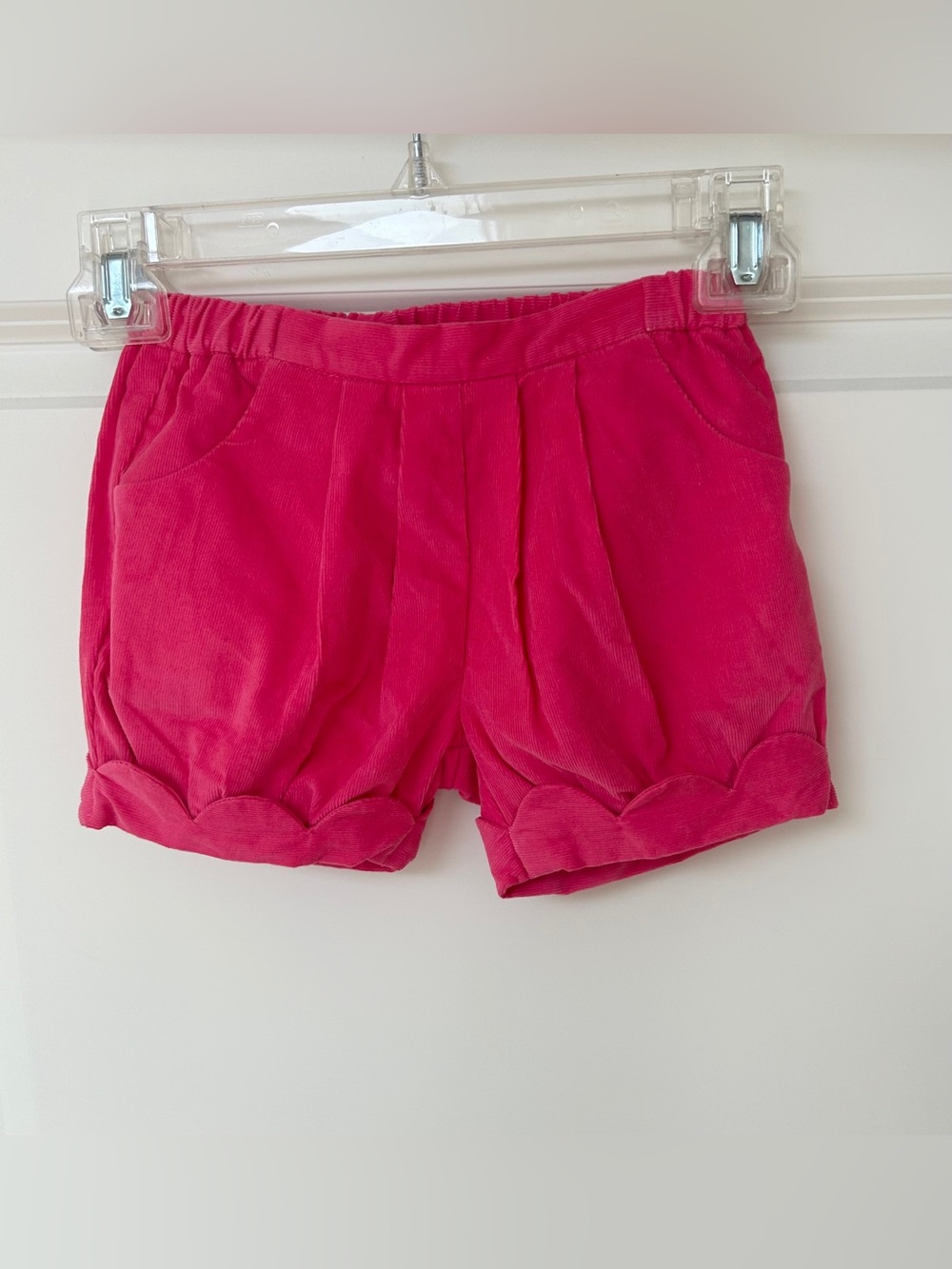 NWT Jacadi Girls Pink Fine-Ribbed Corduroy Scallop Cuff Shorts - 3Y/36M